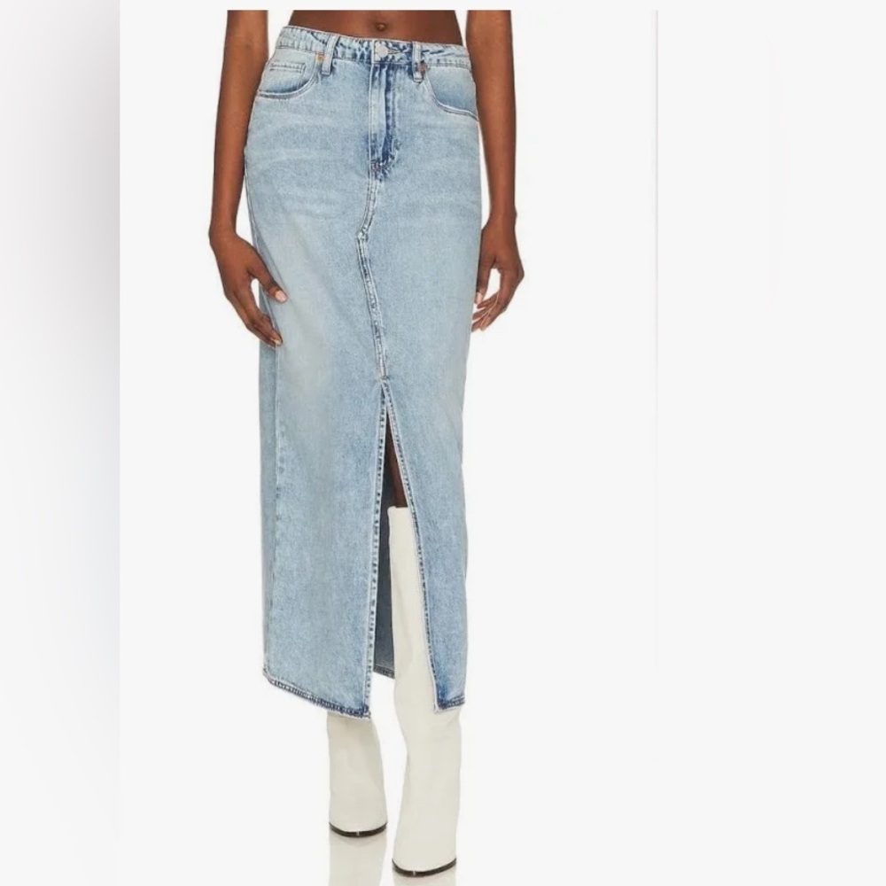 Blank NYC Mis-rise Denim Maxi Skirt Light Denim